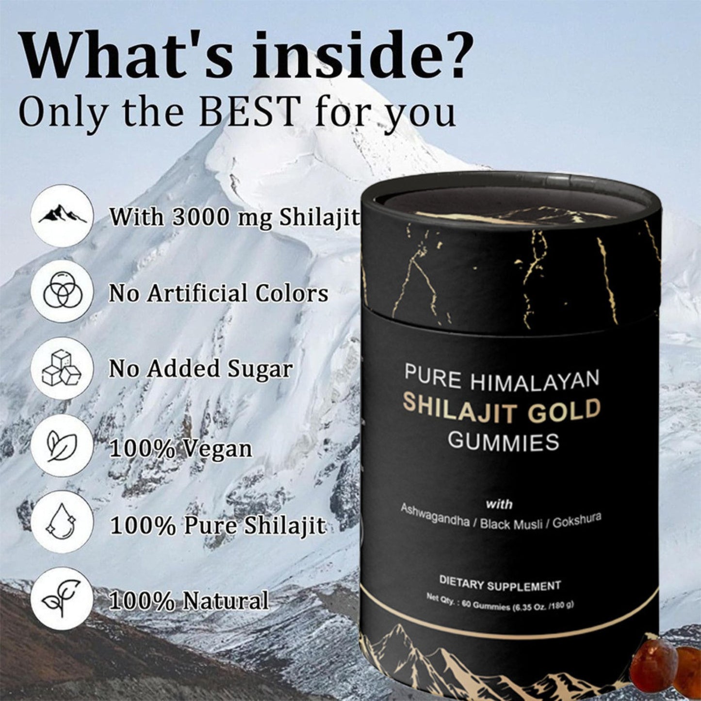 Himalayan Shilajit Gummies For Vapers/ Smokers - Fortified with Ashwagandha