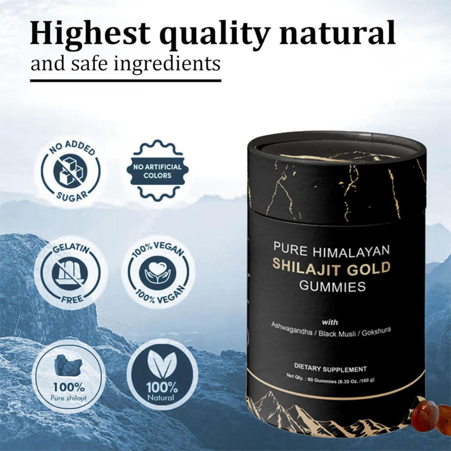 Himalayan Shilajit Gummies For Vapers/ Smokers - Fortified with Ashwagandha