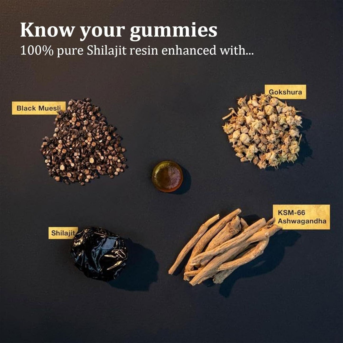 Himalayan Shilajit Gummies For Vapers/ Smokers - Fortified with Ashwagandha