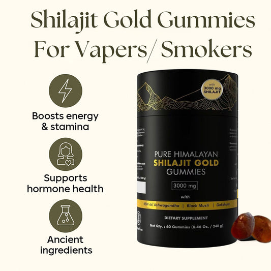 Himalayan Shilajit Gummies For Vapers/ Smokers - Fortified with Ashwagandha