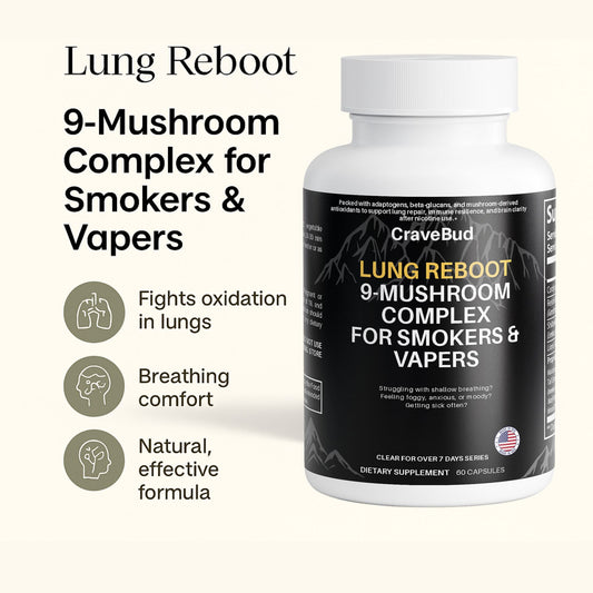 Lung Reboot: Advanced 9-Mushroom Complex for Smokers & Vapers